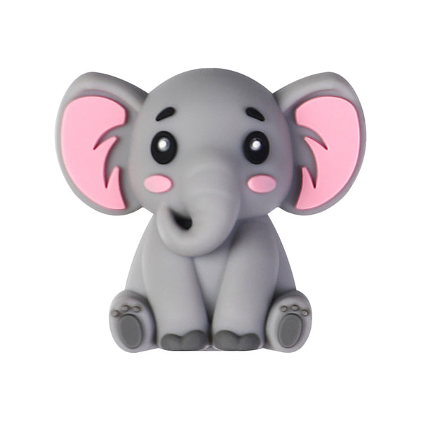 JNWTeethers 3D Cute Grey Elephant Silicone Focal Beads
