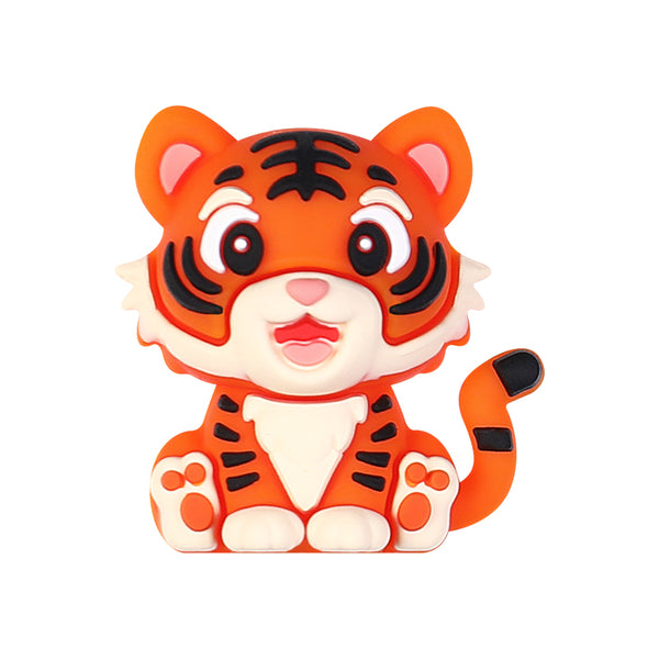 JNWTeethers 3D Orange-and-white Tiger Silicone Focal Beads