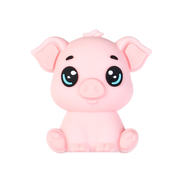 JNWTeethers 3D Pink Pig Silicone Focal Beads