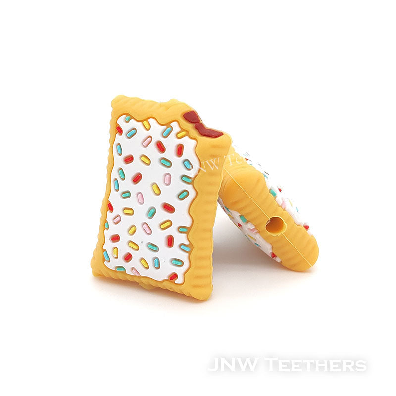 3D Yellow and white Pop Tart Silicone Focal Beads Wholesale