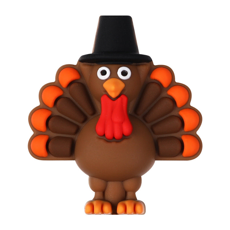 3D Turkey in hat Silicone Focal Beads