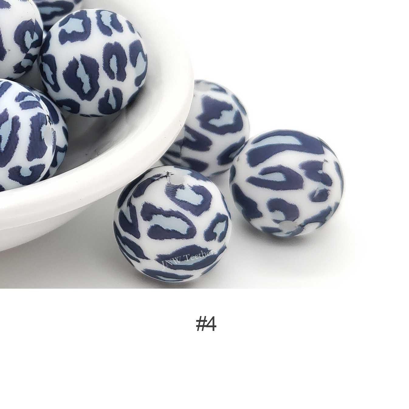 Blue Leopard Silicone Print Beads #4