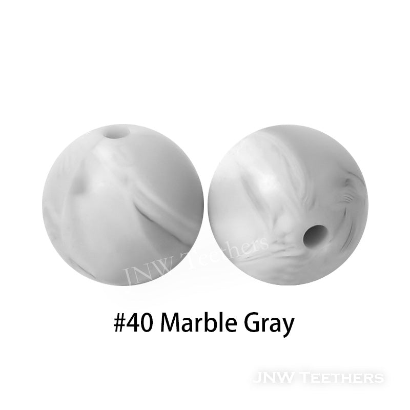 JNWTeethers 12mm silicone round beads marble gray color