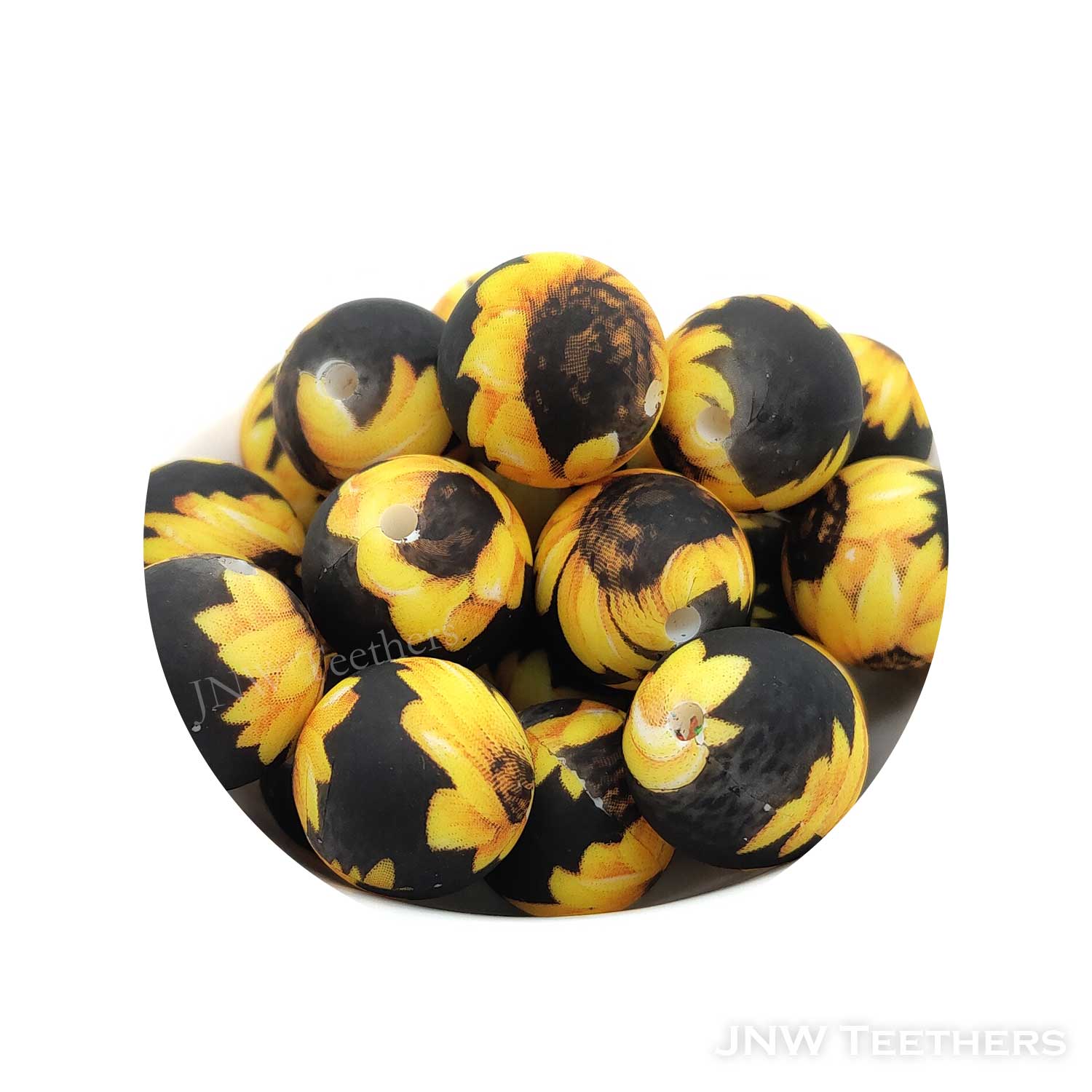 41 Sunflower Printed silicone round beads