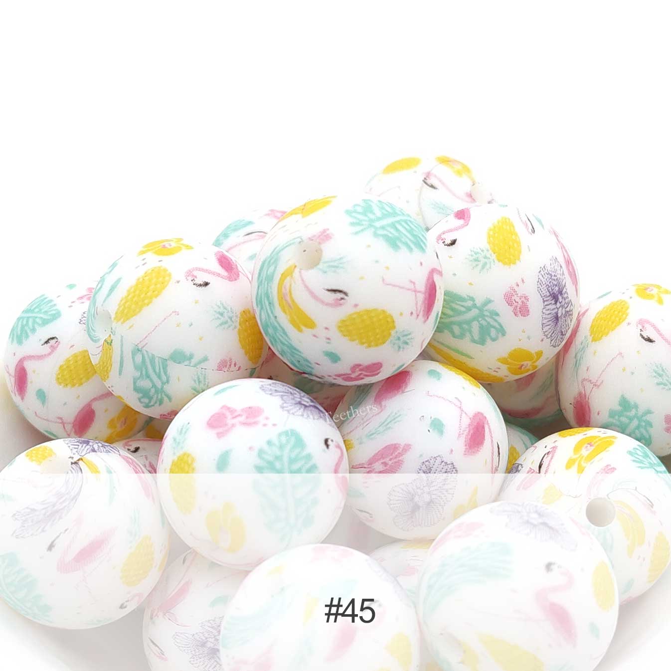 15 mm Silikonperlen mit Zitronen-Aufdruck – 10 Perlen