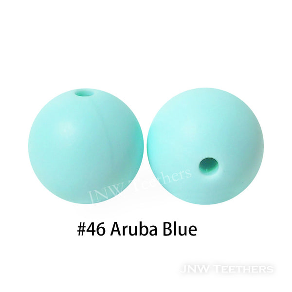 JNWTeethers 9mm silicone round beads aruba blue
