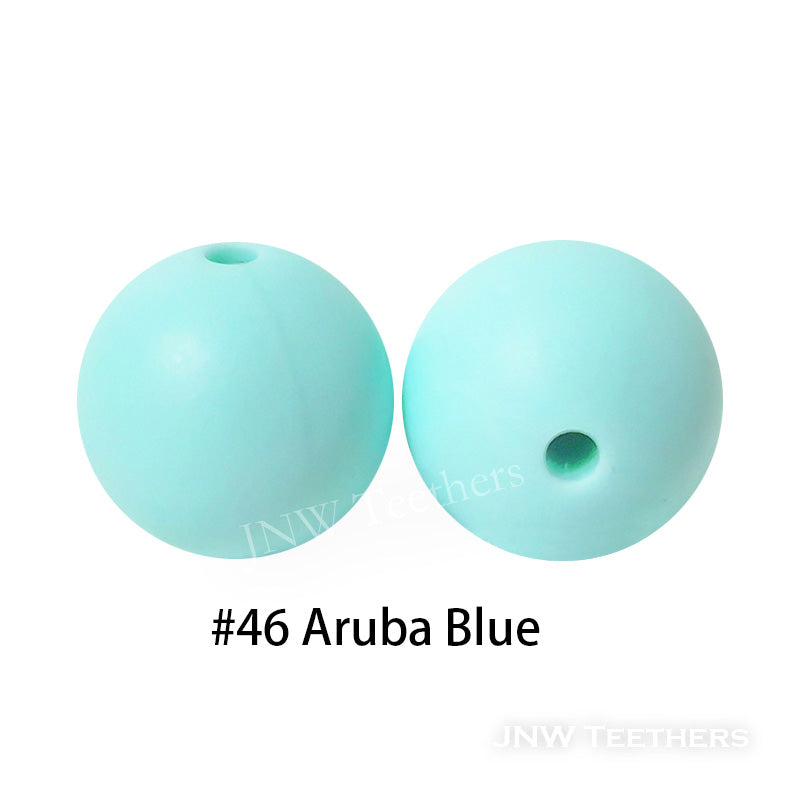 JNWTeethers 12mm silicone round beads aruba blue