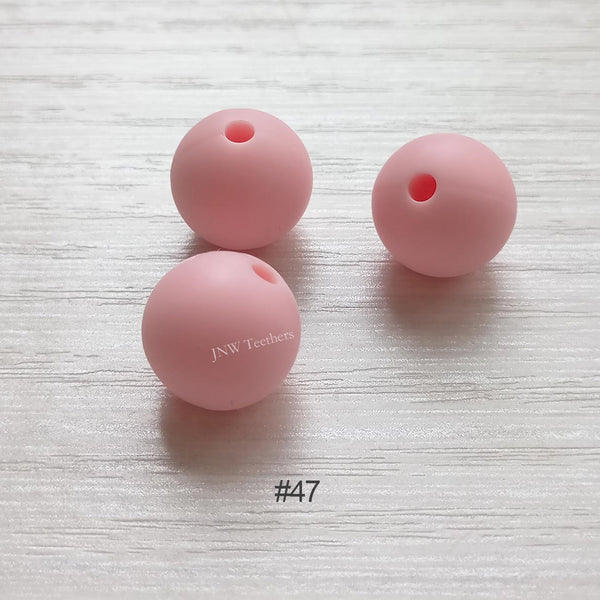 47 Rose quartz silicone round beads 9mm 12mm 15mm