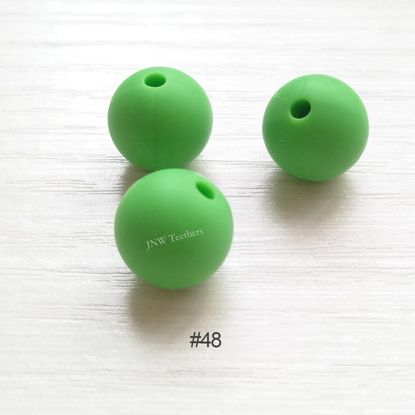 48 Summer green silicone round beads 9mm 12mm 15mm