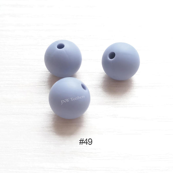 49 Brunnera blue silicone round beads 9mm 12mm 15mm