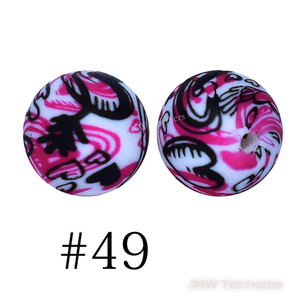 15mm Silicone Printed Beads