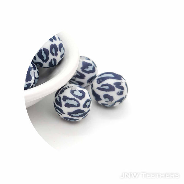 Blue Leopard Prints #4 Silicone Beads