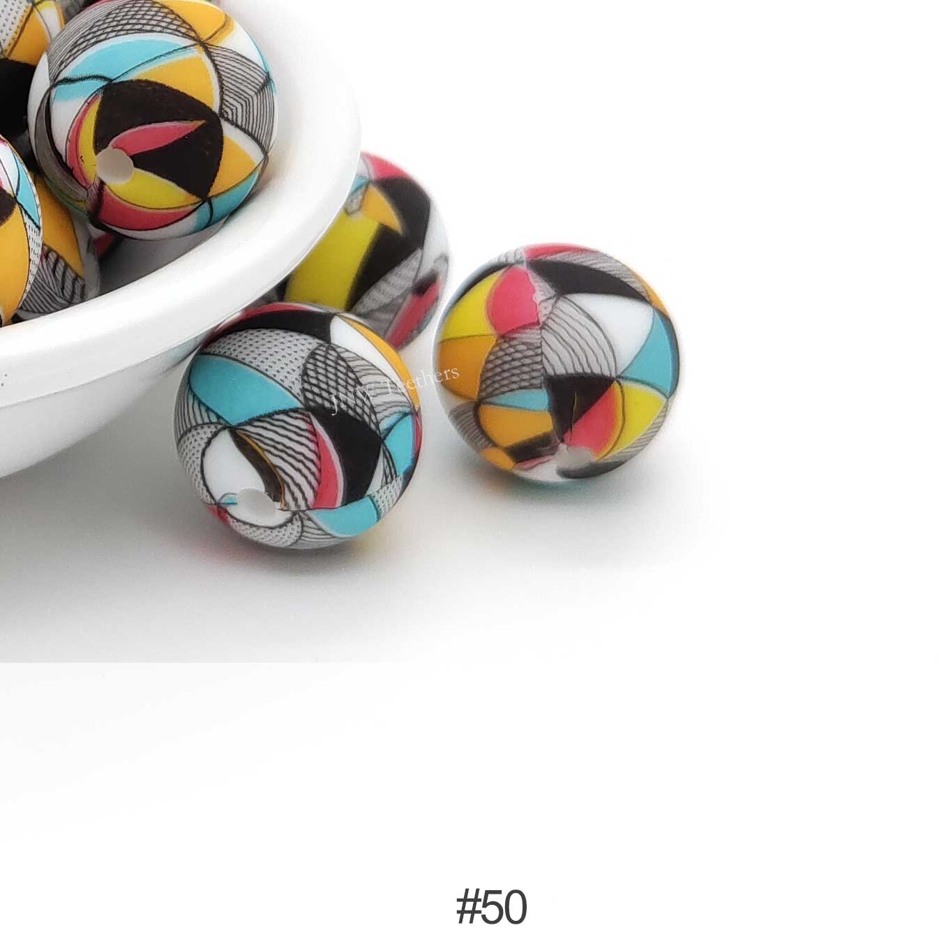 15 mm Silikonperlen mit Zitronen-Aufdruck – 10 Perlen