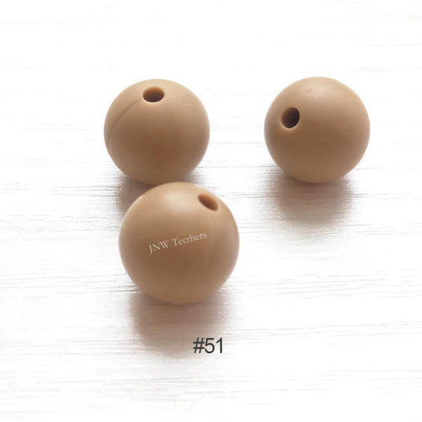 51 Dim oatmeal silicone round beads 9mm 12mm 15mm
