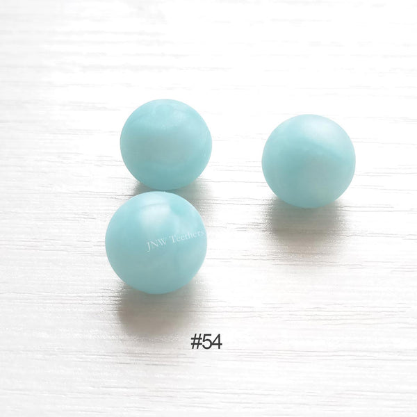 54 Pearl blue silicone round beads 9mm 12mm 15mm