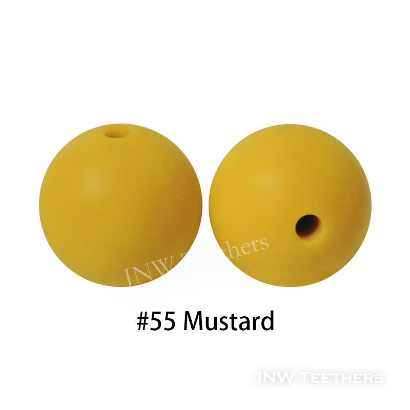 JNWTeethers 9mm silicone round beads mustard