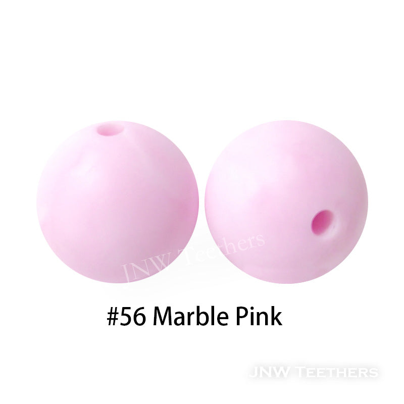 12 մմ սիլիկոնե կլոր ուլունքներ Marble Pink