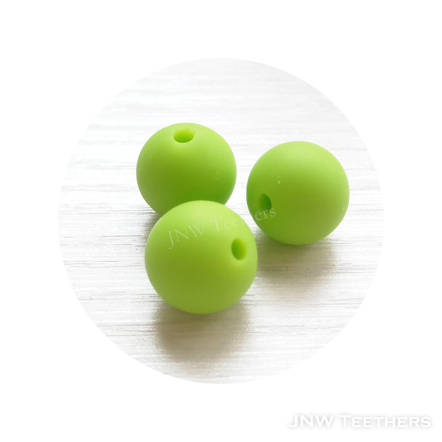 #5 Chartreuse Silicone round beads 9mm 12mm 15mm JNWTeethers