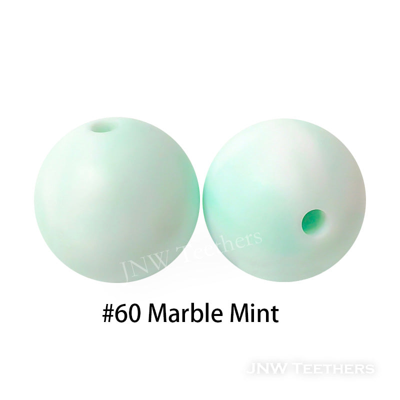 JNWTeethers 12mm silicone round beads marble mint