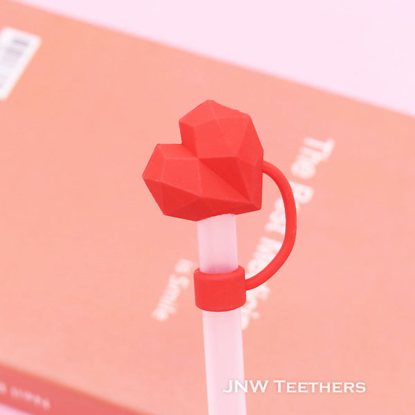 Pack 30 10mm Valentine's Day Heart Silicone Straw Topper Covers