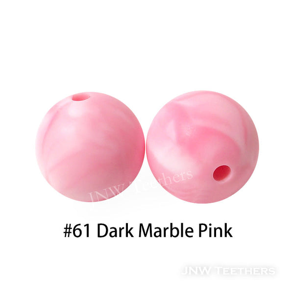 JNWTeethers 12mm silicone round beads dark marble pink