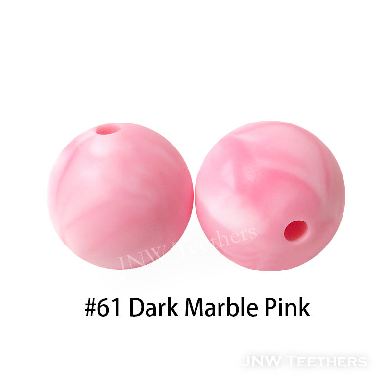 JNWTeethers 9mm silicone round beads dark marble pink
