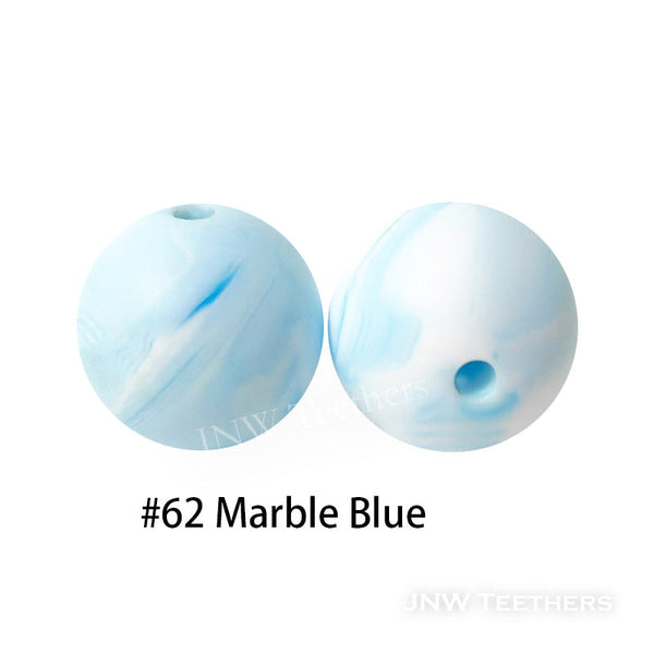 JNWTeethers 12mm silicone round beads marble blue