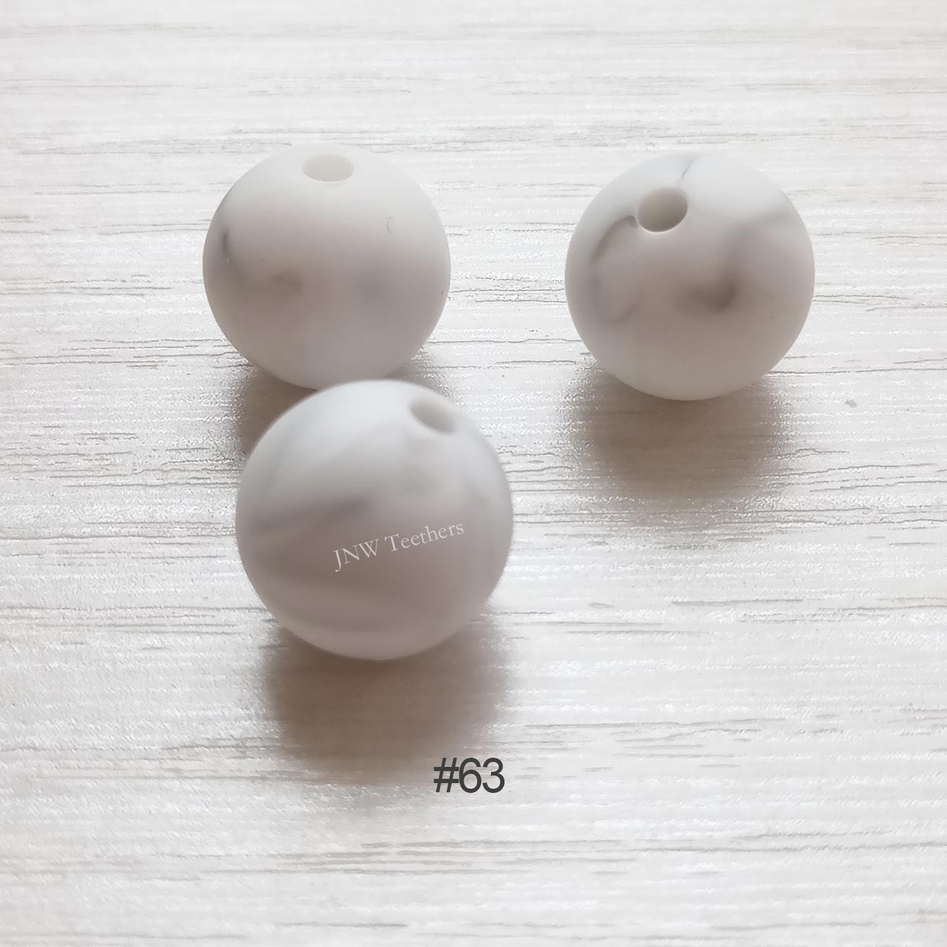 63 Marble white silicone round beads 9mm 12mm 15mm