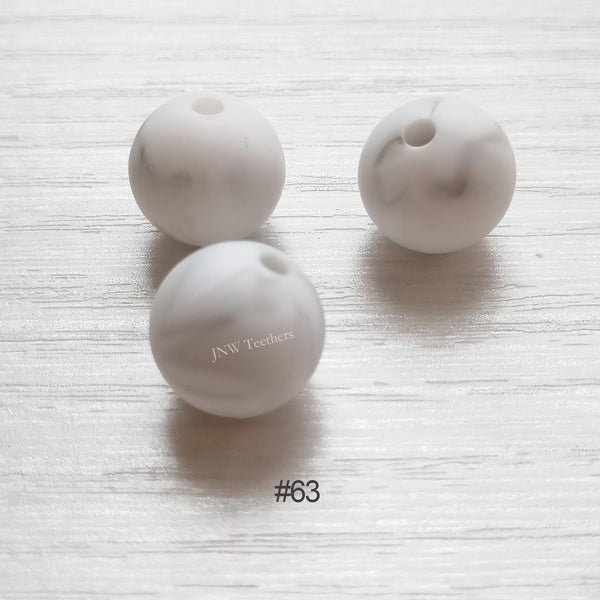 63 Marble white silicone round beads 9mm 12mm 15mm