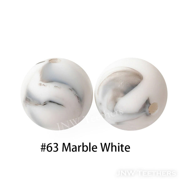 JNWTeethers 9mm silicone round beads marble white
