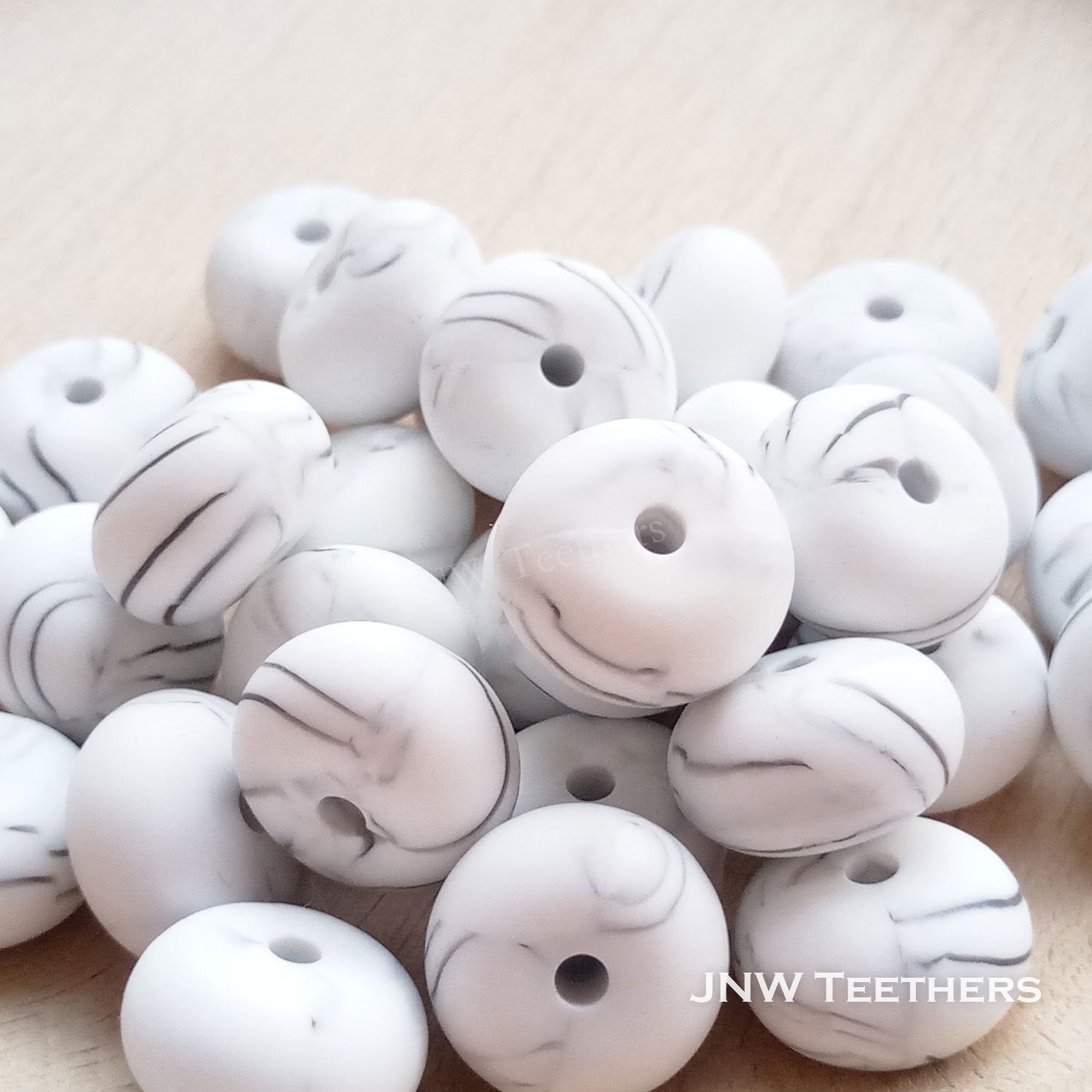 14mm Silicone Abacus - Marble White