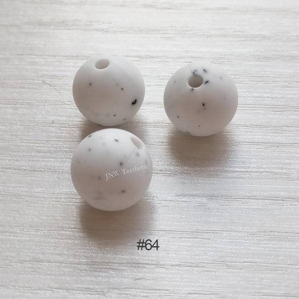 64 White granite silicone round beads 9mm 12mm 15mm
