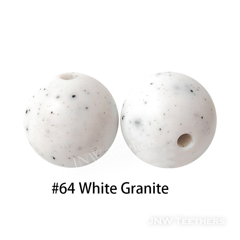 JNWTeethers 12mm silicone round beads white granite