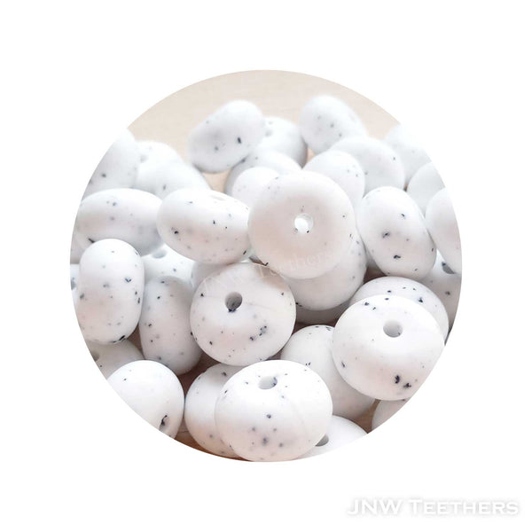 14mm Silicone Abacus - White Granite