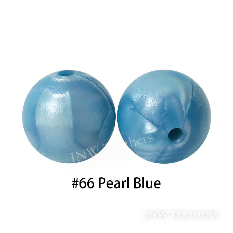 JNWTeethers 9mm silicone round beads pearl blue