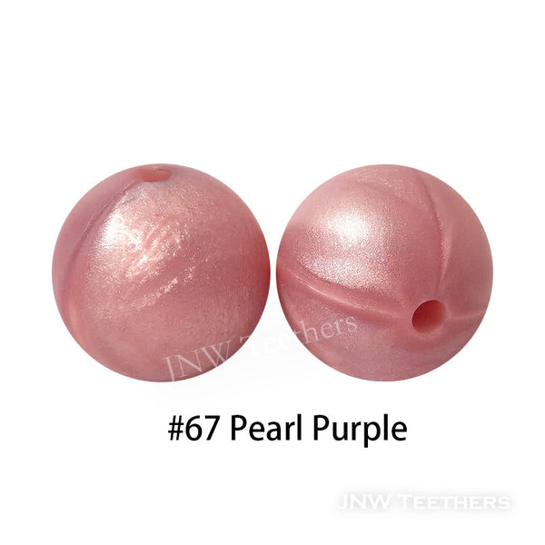 JNWTeethers 9mm silicone round beads pearl purple