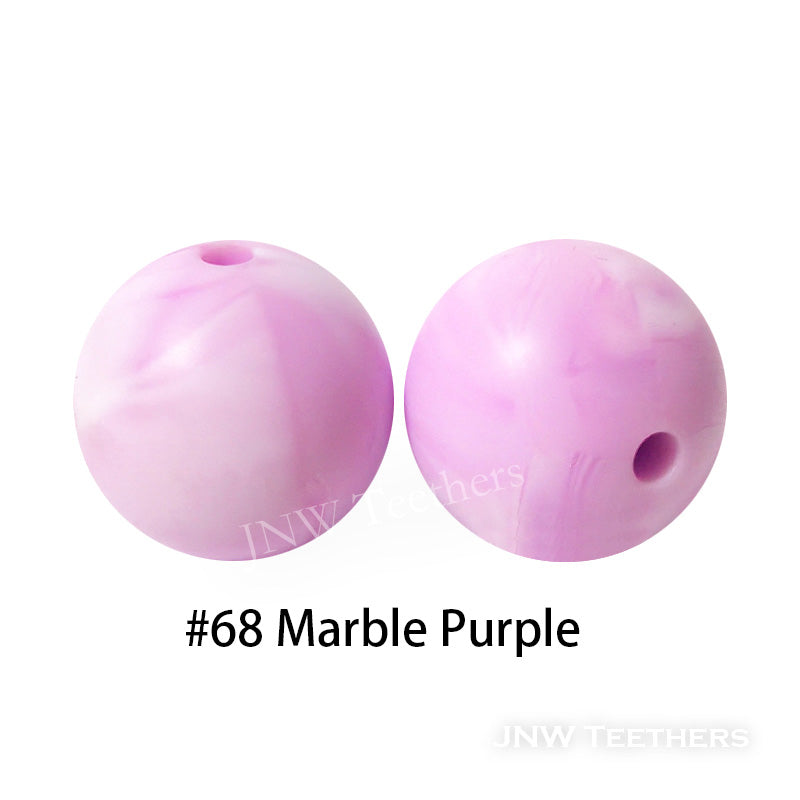 JNWTeethers 9mm silicone round beads marble purple