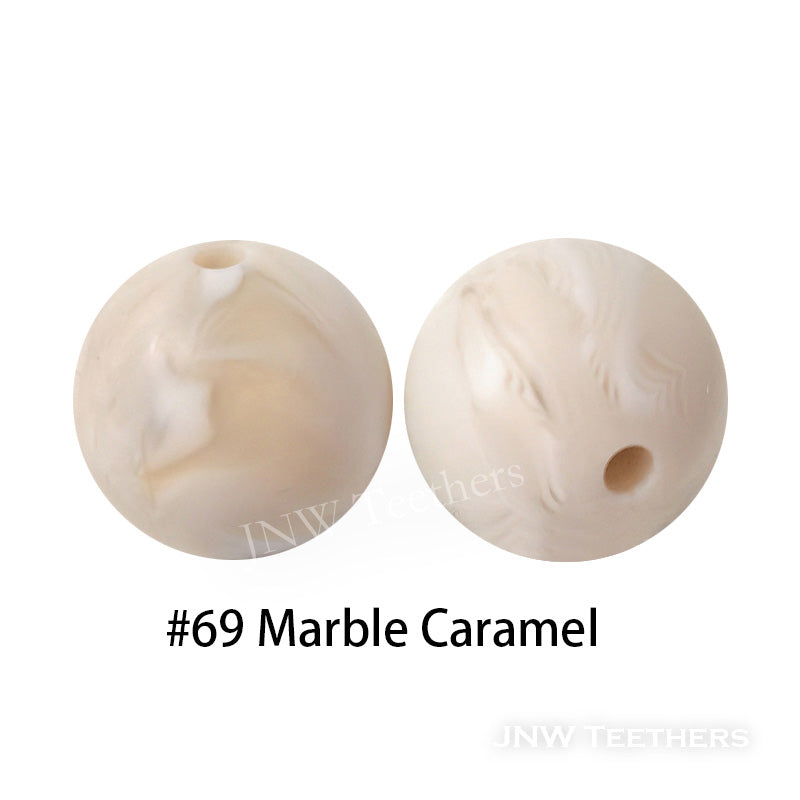 JNWTeethers 12mm silicone round beads marble caramel
