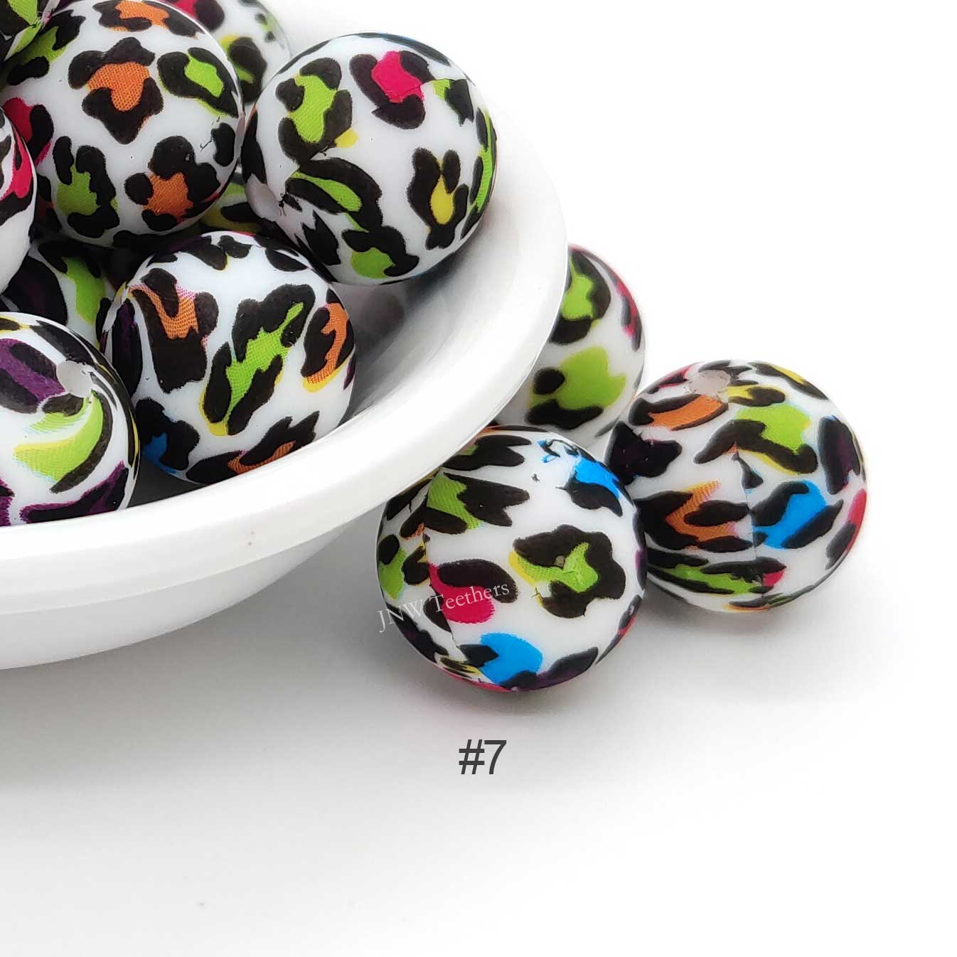 Rainbow Leopard Silicone Print Beads #7