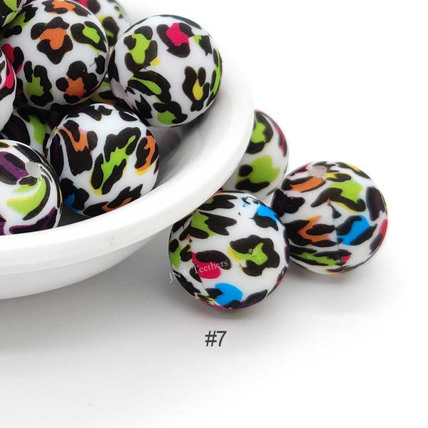 Rainbow Leopard Silicone Print Beads #7