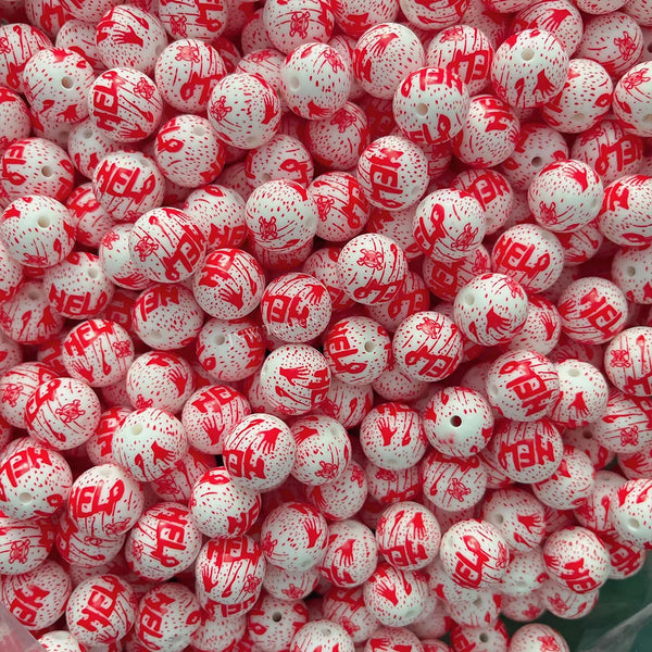 15mm Silicone Print Beads #7224