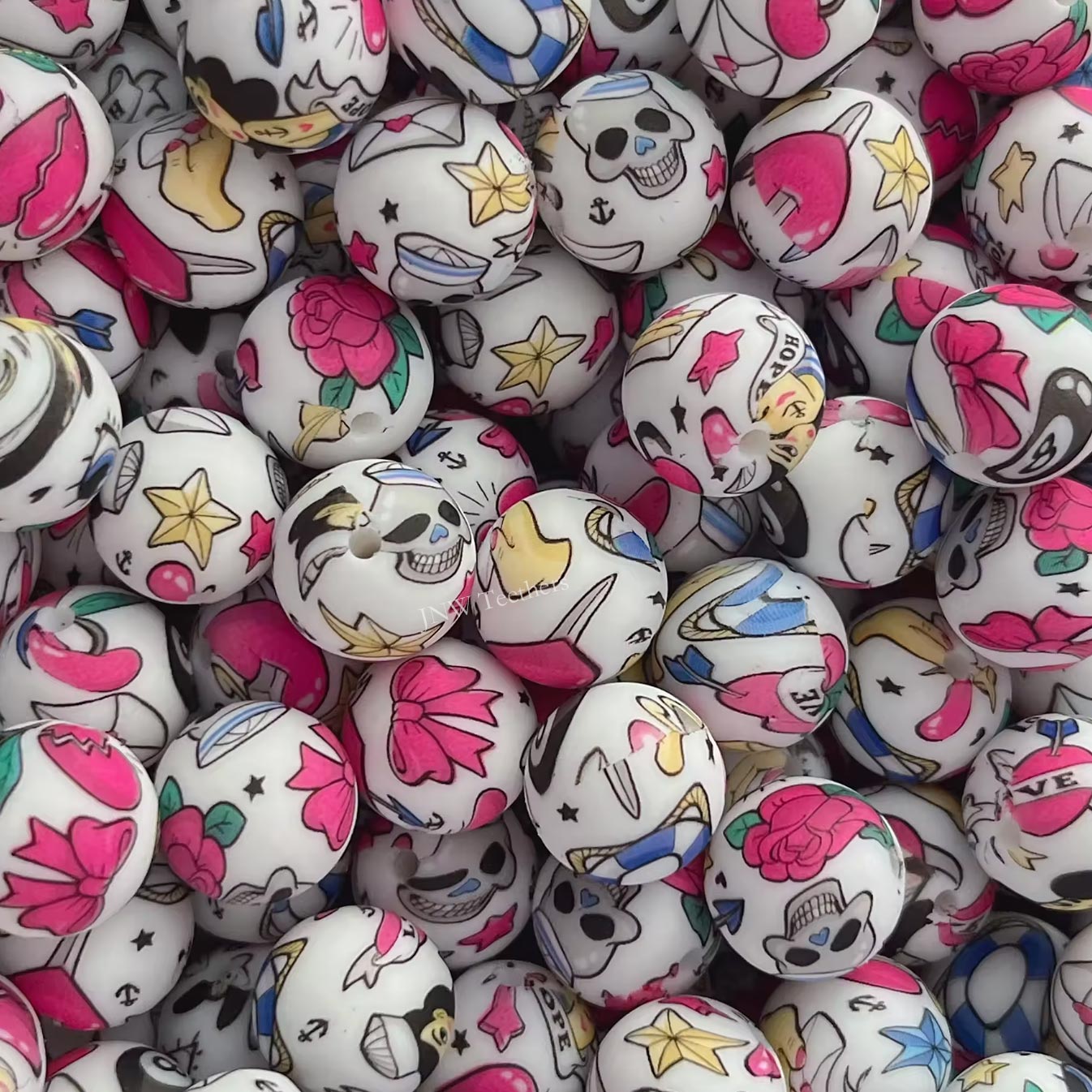 15mm Silicone Print Beads #7229