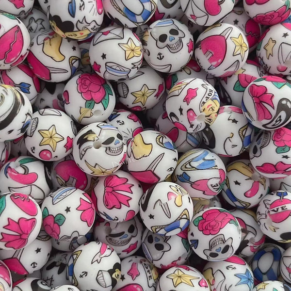 15mm Silicone Print Beads #7229