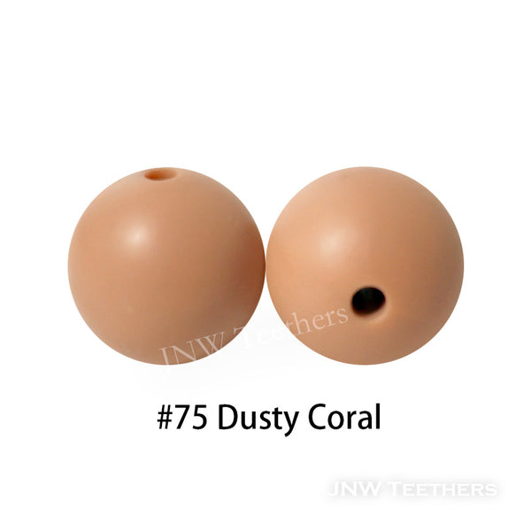 JNWTeethers 9mm silicone round beads dusty coral color