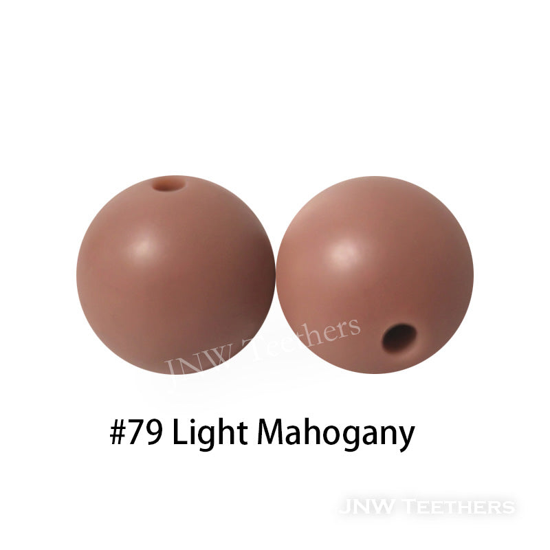 JNWTeethers 12mm silicone round beads light mahogany color