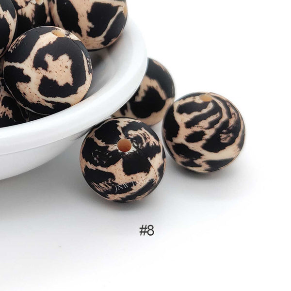 Beige Leopard Silicone Print Beads #8