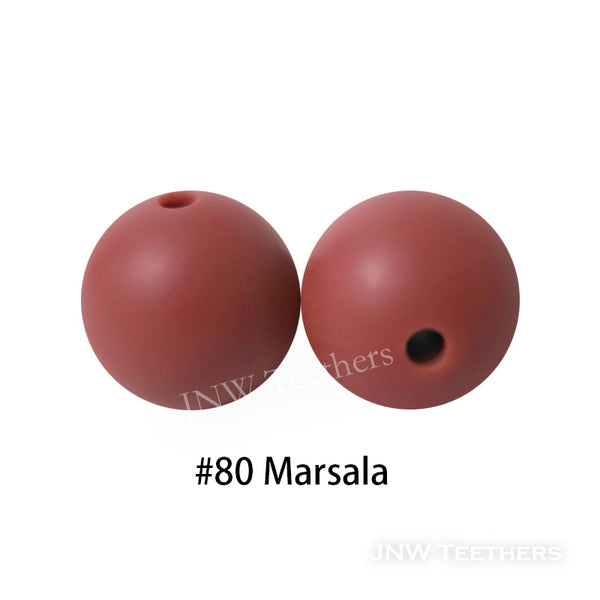 JNWTeethers 9mm silicone round beads marsala color