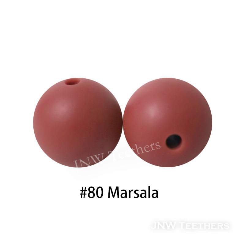 JNWTeethers 12mm silicone round beads marsala color