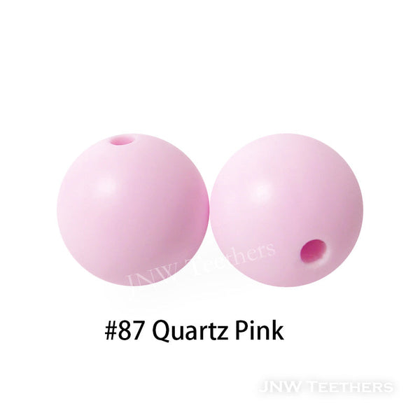JNWTeethers 12mm silicone round beads quartz pink