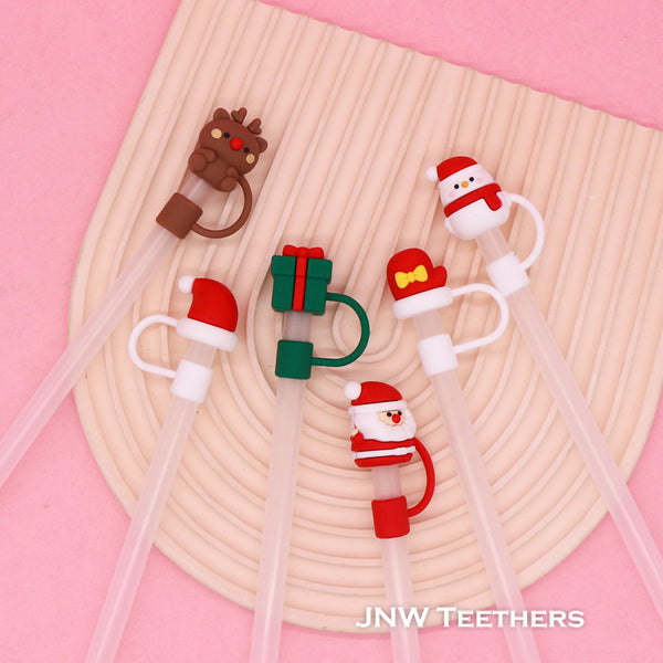 10mm Christmas Silicone Straw Topper Covers